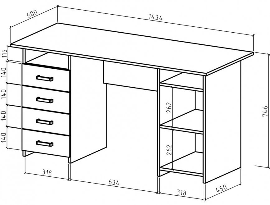 Письменный стол Лайт-8 белый