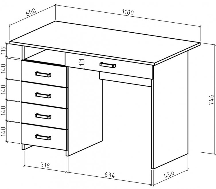 Письменный стол Лайт-4Я молочный дуб