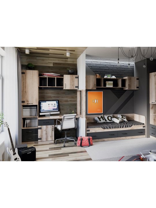 Письменный стол Окланд ТД-324.15.02 фон черный / дуб делано 