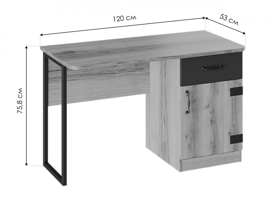 Письменный стол Окланд ТД-324.15.02 фон черный / дуб делано 