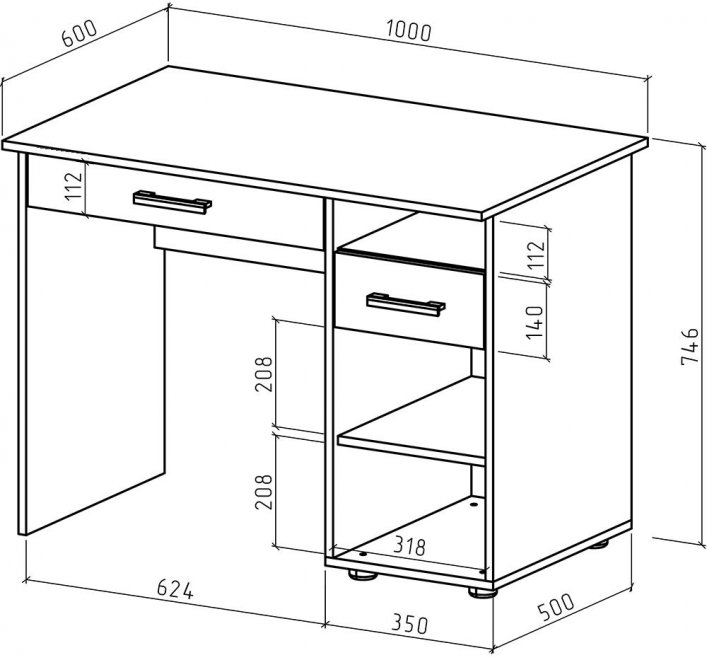 Письменный стол Остин-1Я белый