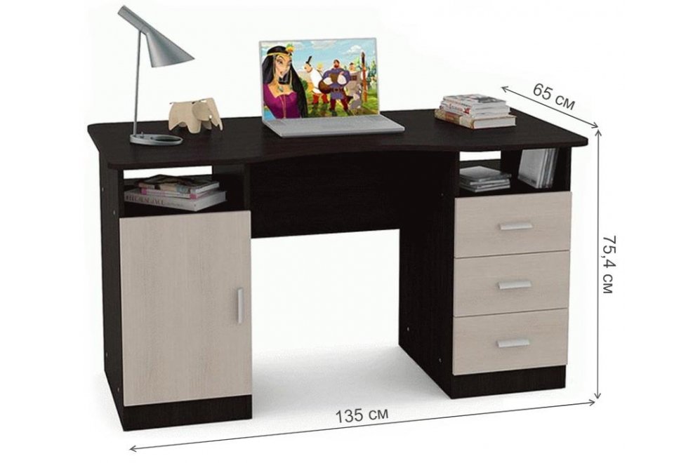 Письменный стол П00222576 венге / вудлайн кремовый