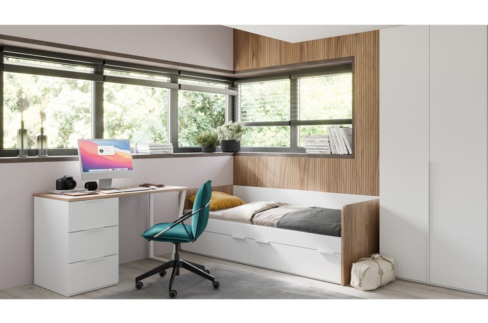 Письменный стол Порто СМ-393.15.011 белый жемчуг / яблоня беллуно / белый софт