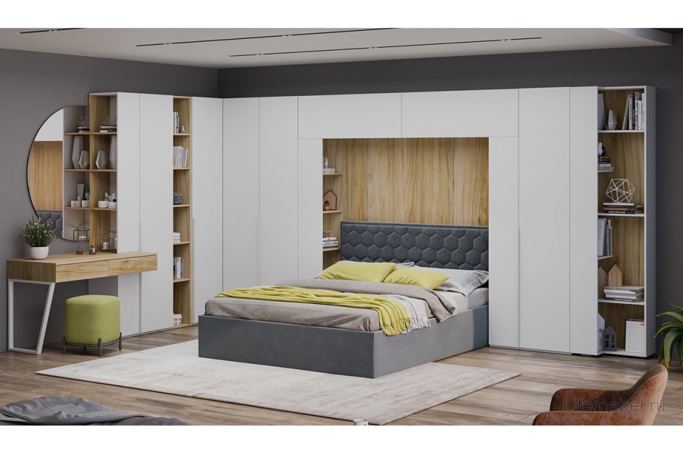 Письменный стол Порто СМ-393.15.012 белый жемчуг / яблоня беллуно / белый софт