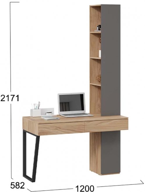 Письменный стол Порто СМ-393.15.012 яблоня беллуно / графит софт