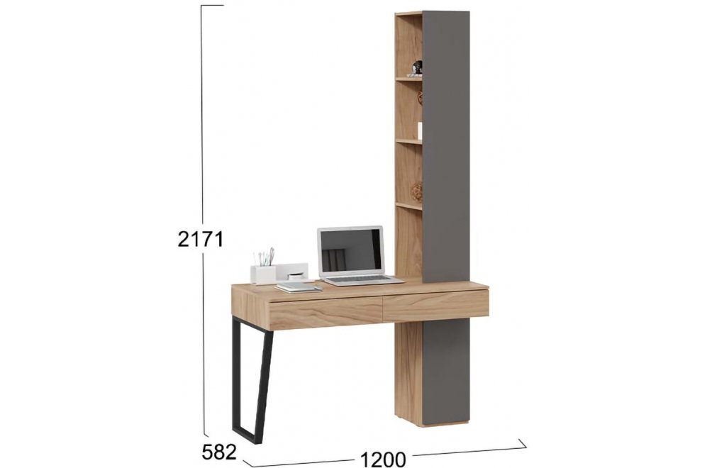 Письменный стол Порто СМ-393.15.012 яблоня беллуно / графит софт