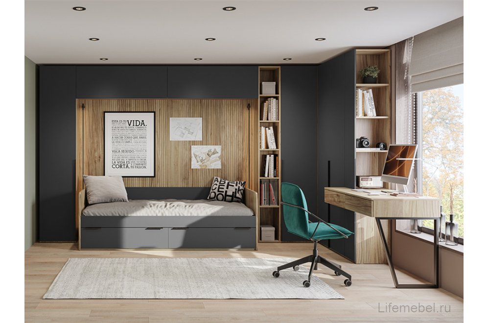 Письменный стол Порто СМ-393.15.012 яблоня беллуно / графит софт