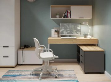 Компьютерный стол Скайлайт СЛ-22К блэквуд ячменный / графит / белый / меренга