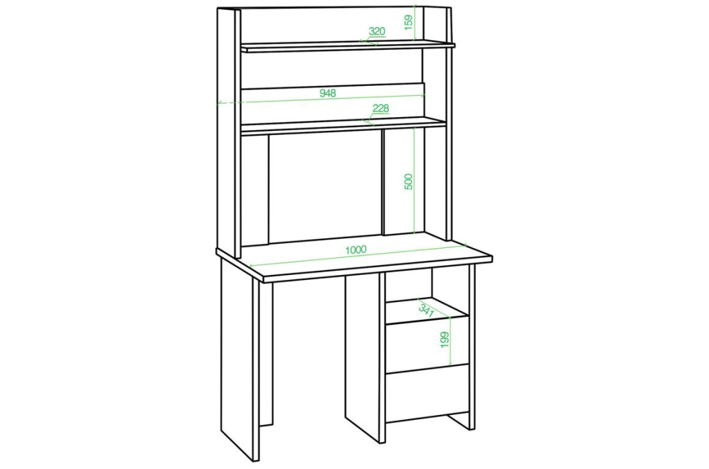 Письменный стол Беланта-Прям100+НКЛХ-100 К карамель