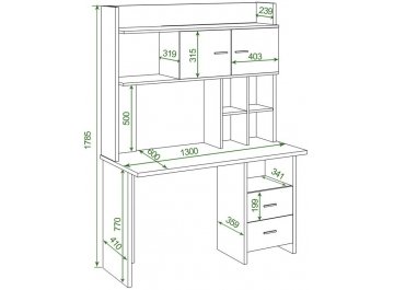 Письменный стол Беланта-Прям130+НКЛХ-130