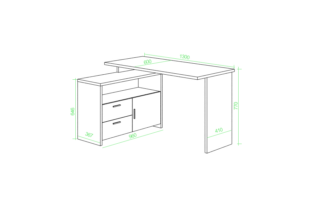 Письменный стол Беланта-ПРЯМ130+ТБЛ БЕ белый