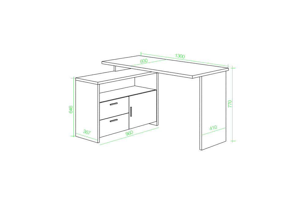 Письменный стол Беланта-ПРЯМ130+ТБЛ НБЕ нельсон / белый