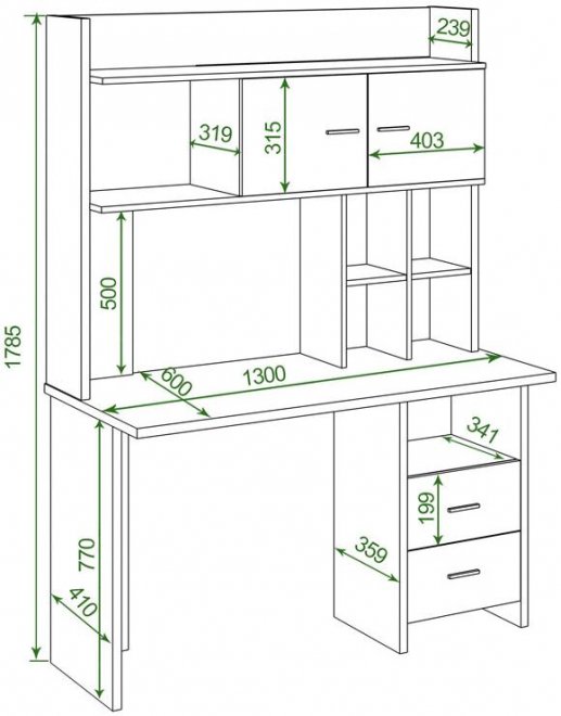 Письменный стол Беланта-Прям130Р+НКЛХ-130 Н нельсон