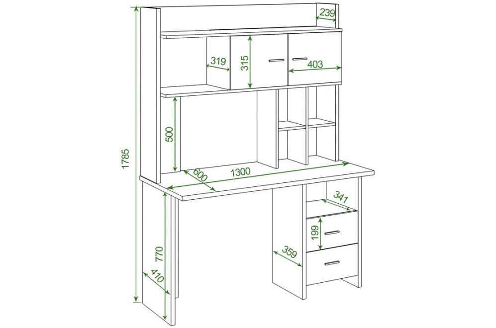 Письменный стол Беланта-Прям130Р+НКЛХ-130 Н нельсон