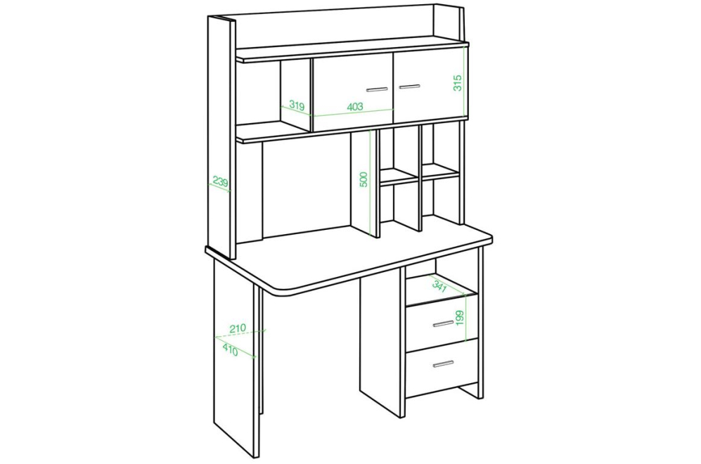 Письменный стол Беланта-Трап120+НКЛХ-120 БЕ левый белый