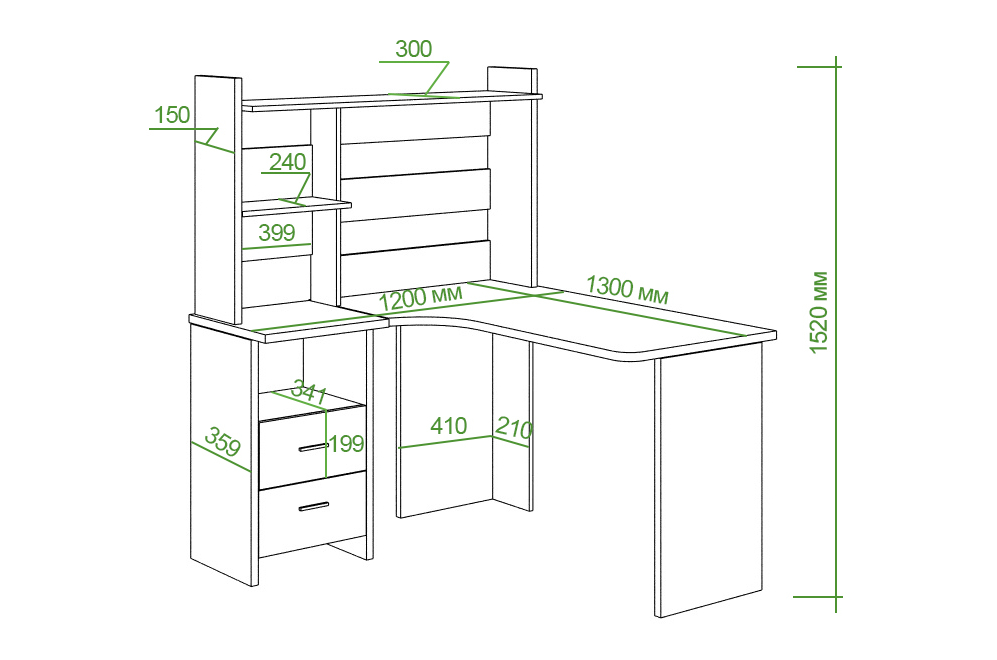 Письменный стол Беланта-Угл130+НКЛ-120 БЕ правый белый