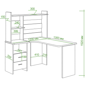 Письменный стол СКЛ-Угл130+НКЛ-120