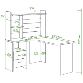 Письменный стол СКЛ-Угл130+НКЛ-120