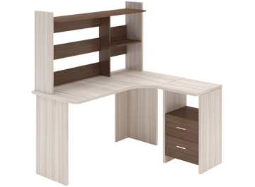 Письменный стол СКЛ-Угл130+НКЛ-120 КБЕ карамель / шамони-ч
