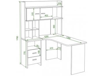 Письменный стол СКЛ-Угл130+НКЛХ-120