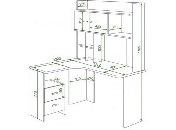 Письменный стол Беланта-Угл130+НКЛХ-120