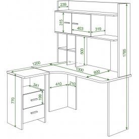 Письменный стол СКЛ-Угл130+НКЛХ-120