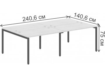 Письменный стол Skyland XTEN-S XWST 2414 2406х1406х750 четырехместный