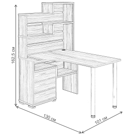 Письменный стол СР-132-130 НБЕ-ЛЕВ левый