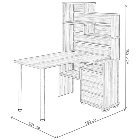 Письменный стол СР-132-130 НБЕ-ПРАВ правый