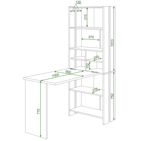 Письменный стол СТЛ-ОВХ+Столешница100Прям КШ