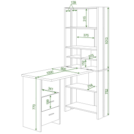 Письменный стол СТЛ-ОВХ+Столешница100Прям КШ