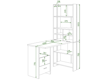 Письменный стол СТЛ-ОВХ+Столешница100Прям КШ