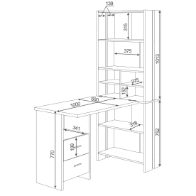 Письменный стол СТЛ-ОВХ+Столешница100РПрям Ш