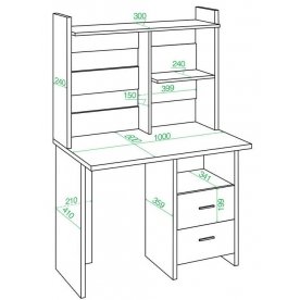 Письменный стол СКЛ-Прям100Р+НКЛ-100 НБЕ