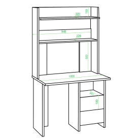 Письменный стол СКЛ-Прям100+НКЛХ -100 В