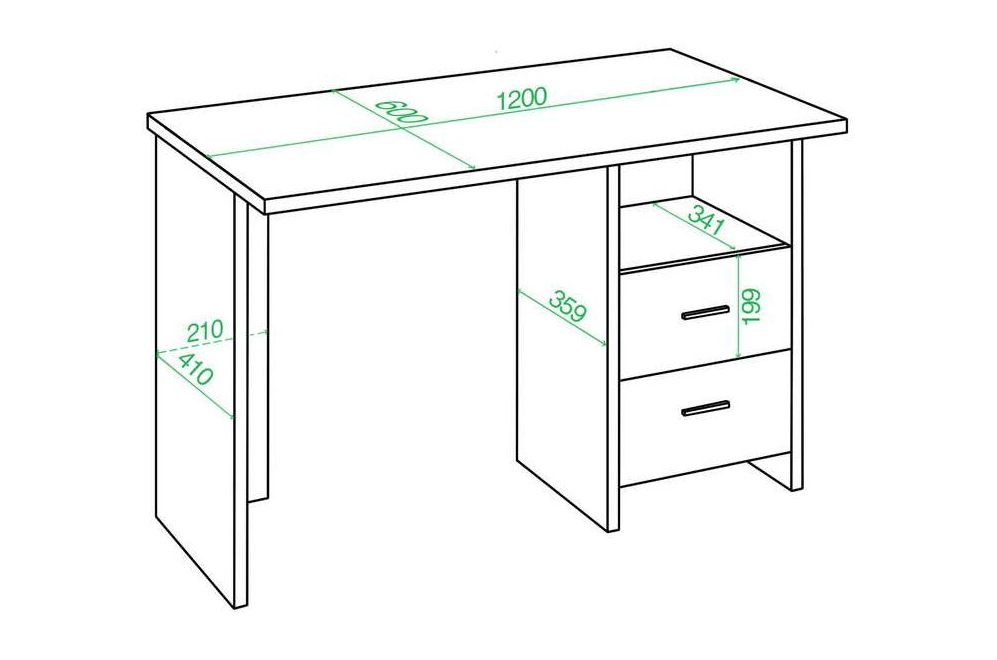 Письменный стол Беланта-Прям120Р БЕ белый