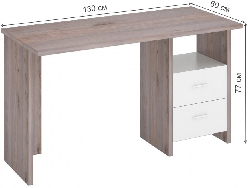 Письменный стол Беланта-Прям130 НБЕ нельсон / белый