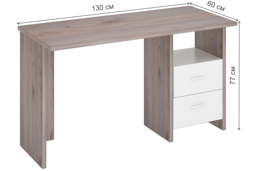 Письменный стол Беланта-Прям130 НБЕ нельсон / белый