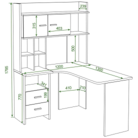Письменный стол СКЛ-Угл130+НКЛХ -120 Н ЛЕВ