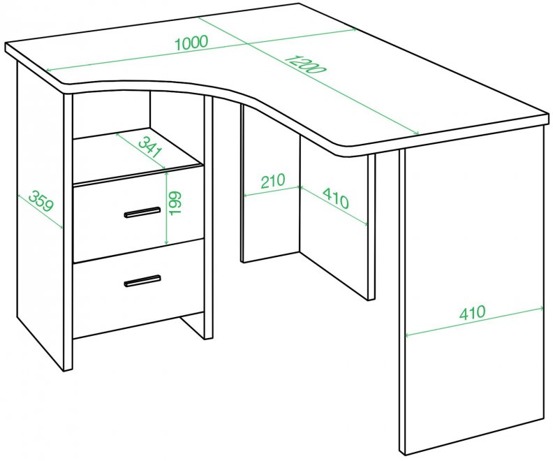 Письменный стол Беланта-Угл 120 В левый венге