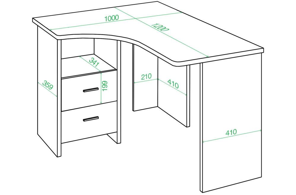 Письменный стол Беланта-Угл 120 В левый венге