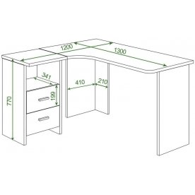 Письменный стол СКЛ-Угл 130 Н ПРАВ