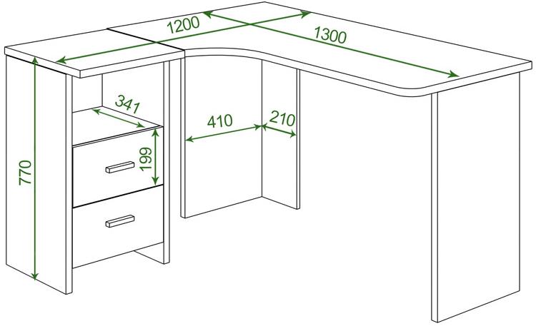 Письменный стол Беланта-Угл 130 ВК правый венге / карамель