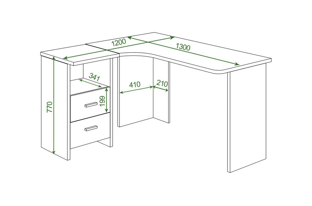 Письменный стол Беланта-Угл 130 ВК правый венге / карамель