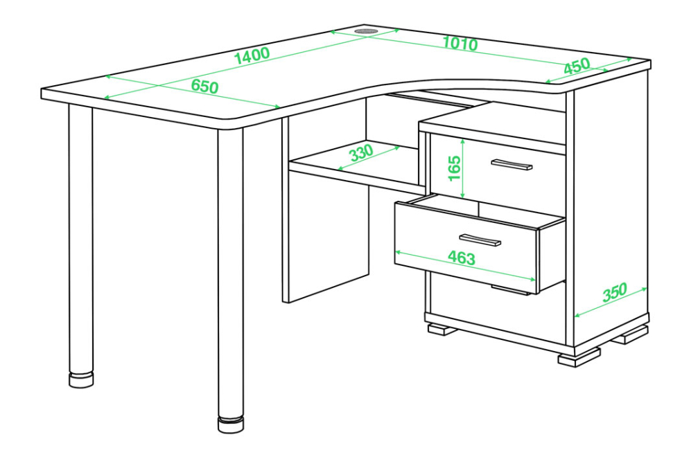 Письменный стол Жаспера-132С-140 правый карамель / шамони-ч