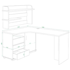 Письменный стол СР-145 Ш-ЛЕВ левый
