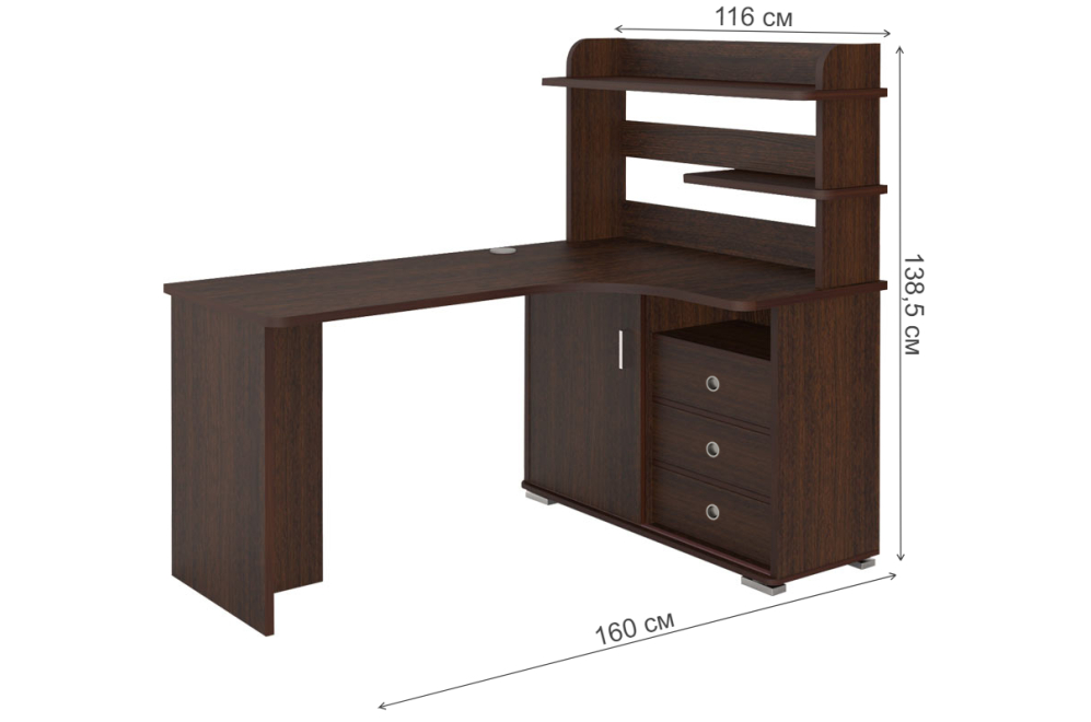 Письменный стол СР-165 В-ПРАВ правый венге