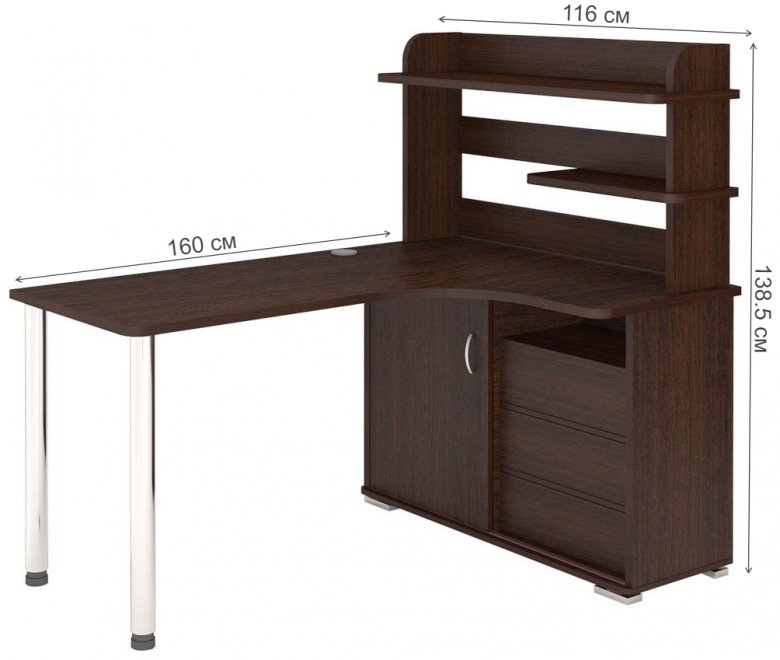 Письменный стол СР-165М В-ПРАВ правый венге