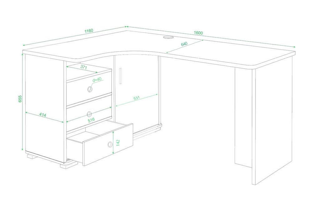 Письменный стол Жаспера-165С НОВ левый венге / карамель / карамель