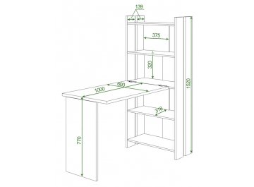 Письменный стол Лоревро-ОВ+С100РПрям без тумбы КВ